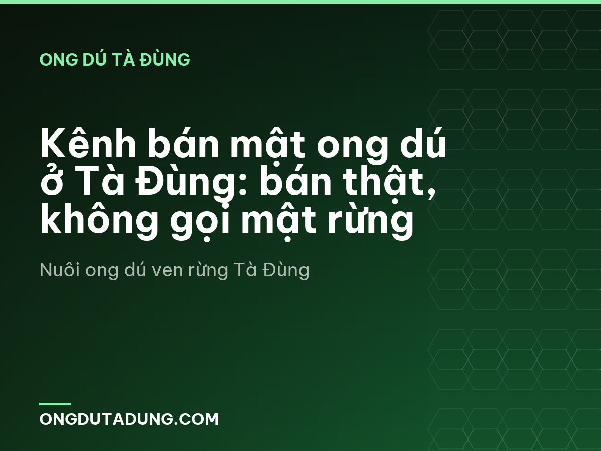 Kênh bán mật ong dú ở Tà Đùng: bán thật, không gọi mật rừng